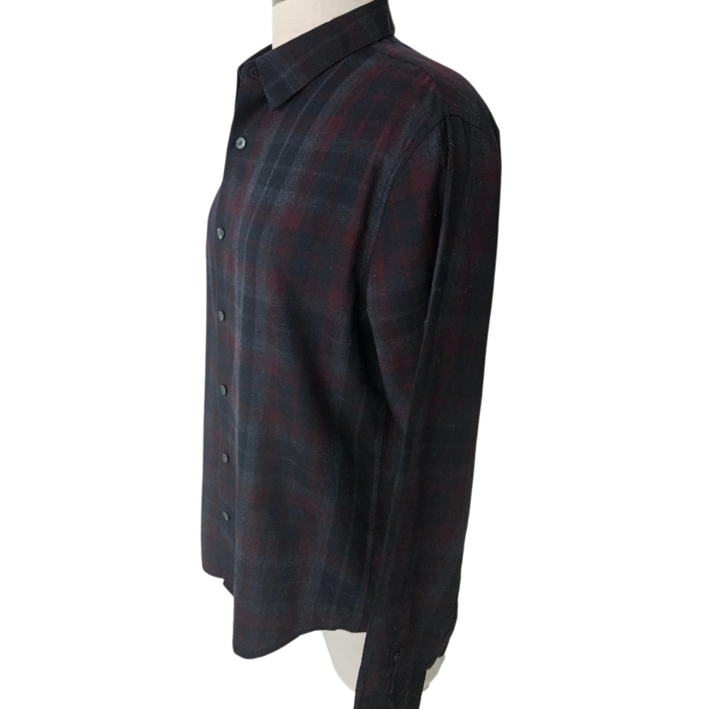 Vince Men's Red and Blue Plaid Button-Down Shirt - Picture 3 of 8